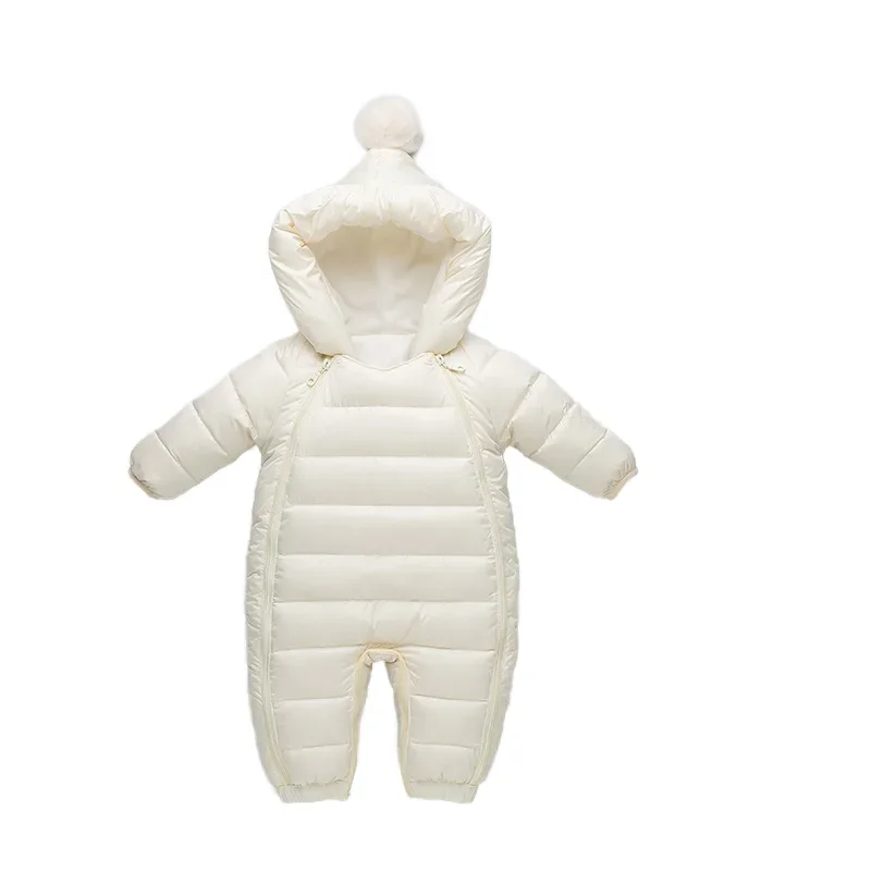 Baby down one-piece romper — Creamy White, front
