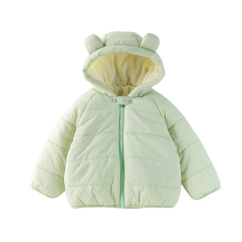 Baby Padded Coat — Ear Hood — Green, full view
