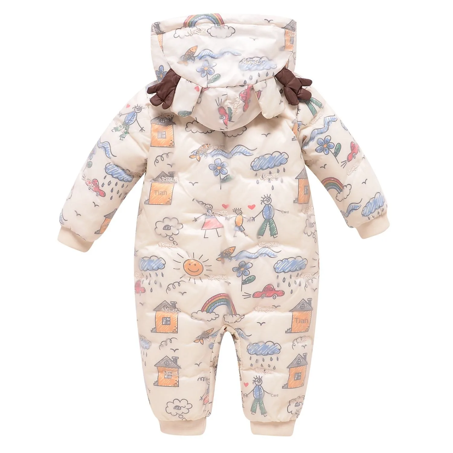 Baby down jumpsuit — Rainbow Print, back