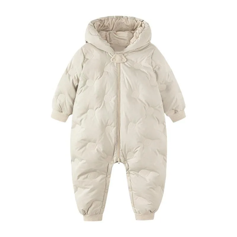 Baby down jumpsuit — Beige White, flat lay