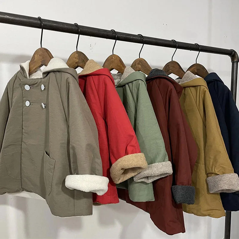Baby Pointed-Hood Fleece-Lined Jacket — 3 Colourways — Three colourways, on rail