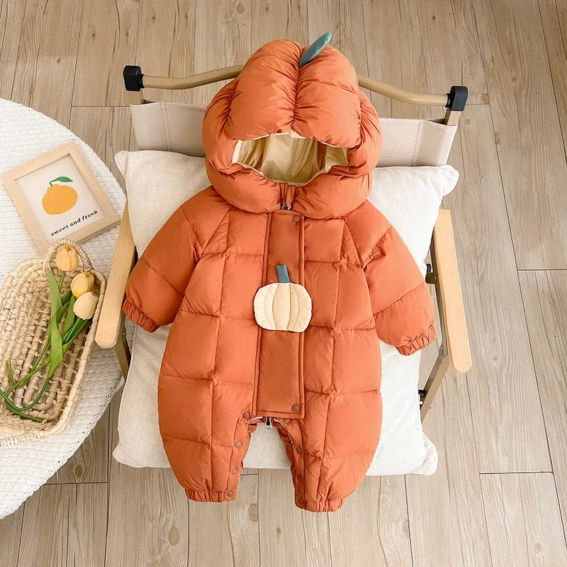 Baby pumpkin down romper — Orange, lifestyle