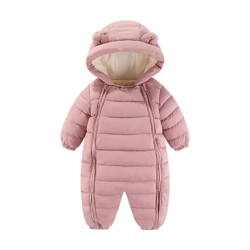 Baby quilted padded romper — Pink, front