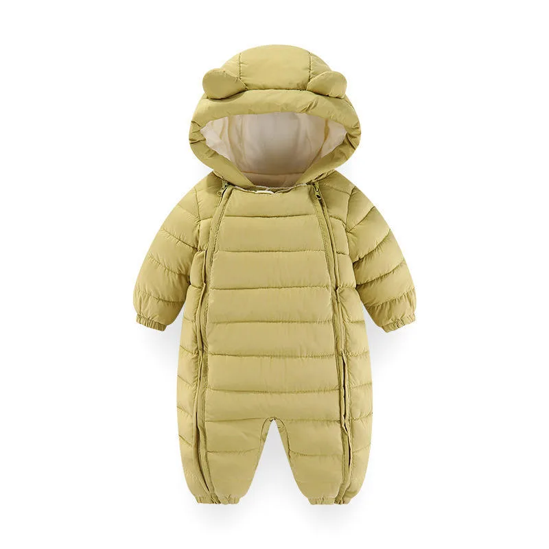 Baby quilted padded romper — Yellow, front