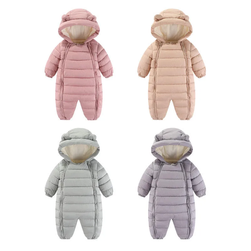 Baby quilted padded romper — Pink, Beige, Grey and Lilac colourways