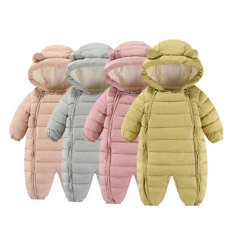 Baby quilted padded romper — Beige, Grey, Pink and Yellow colourways