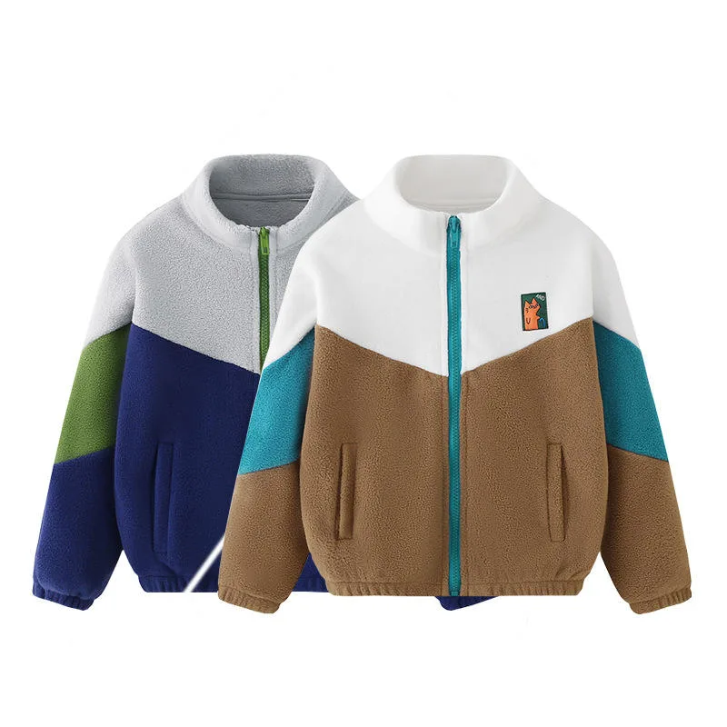 Boys' Colour-Block Fleece Zip Jacket — 2 Colourways — Two colourways, front group view