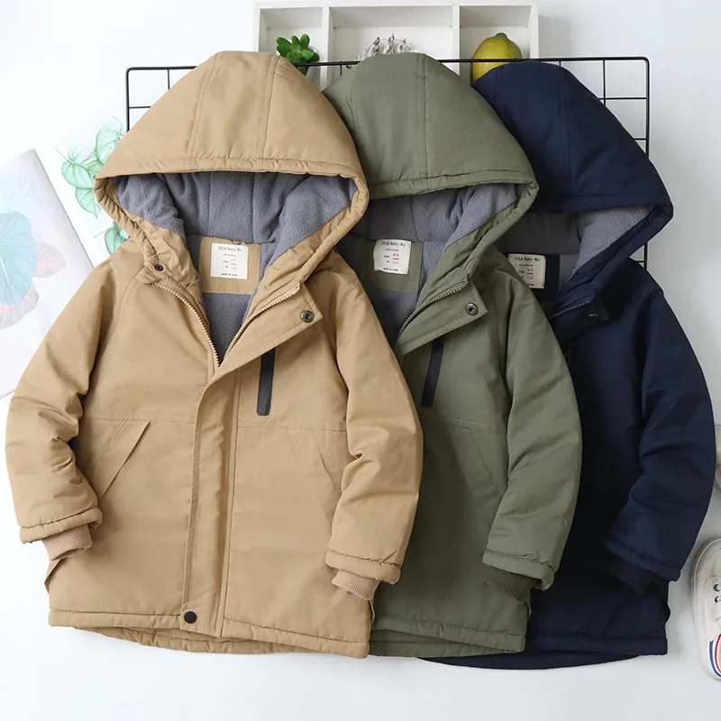 Boys' Hooded Padded Parka — All three colourways, group flat lay