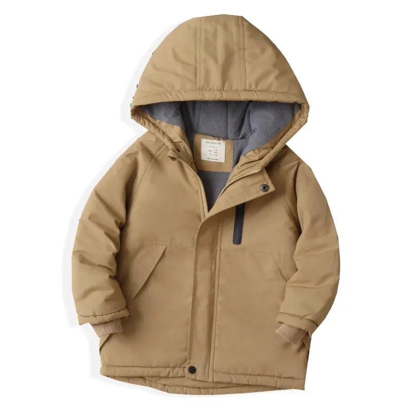 Boys' Hooded Padded Parka — Khaki, front
