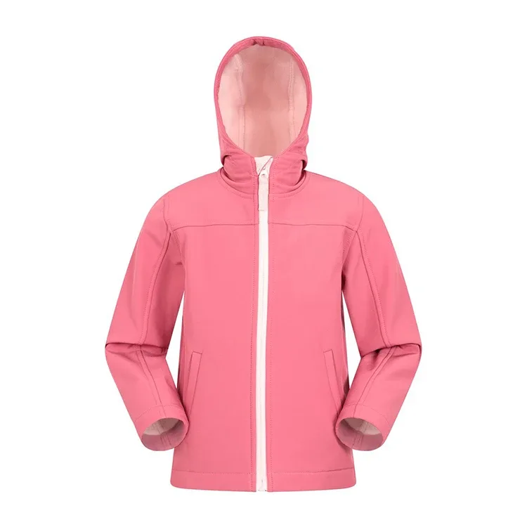 Boys’ Hooded Softshell Jacket — 7 Colourways — Pink, front view