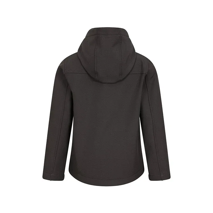 Boys’ Hooded Softshell Jacket — 7 Colourways — Black, back view