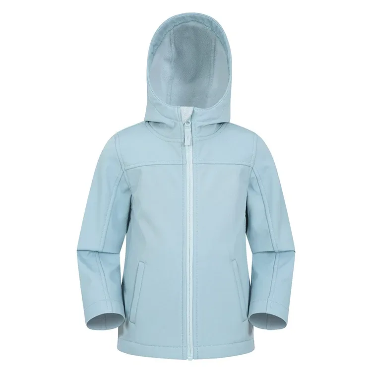 Boys’ Hooded Softshell Jacket — 7 Colourways — Light Blue, front view