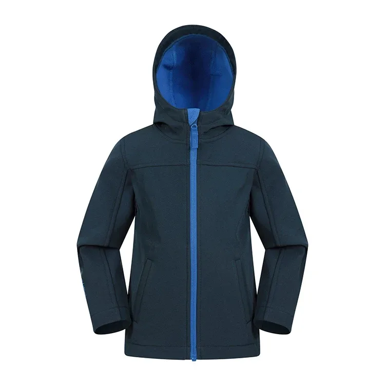 Boys’ Hooded Softshell Jacket — 7 Colourways — Dark Blue, front view