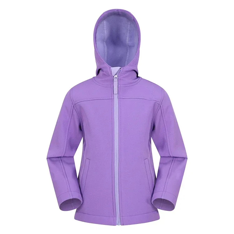 Boys’ Hooded Softshell Jacket — 7 Colourways — Purple, front view