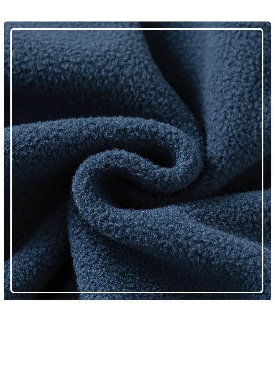 Boys' Raglan Colour-Block Fleece Jacket — Navy — Navy, fabric close-up