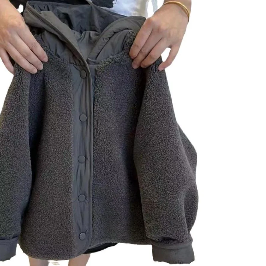 Boys' Reversible Sherpa Jacket — Dark Gray — Dark Gray, sherpa face, front view