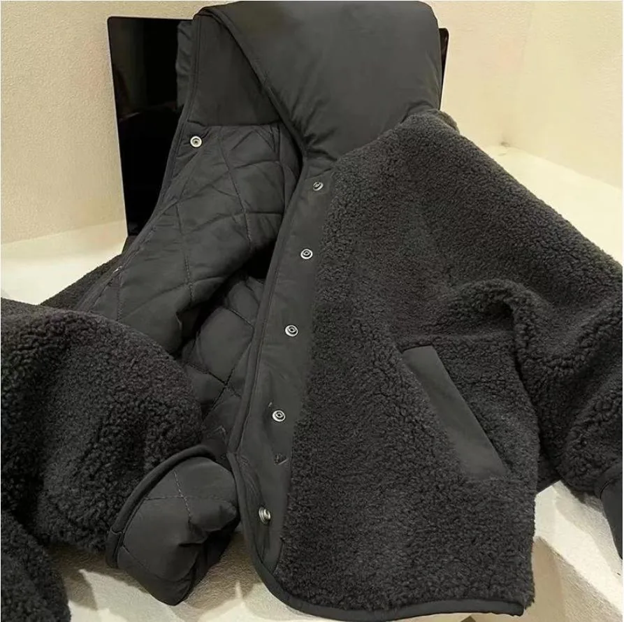 Boys' Reversible Sherpa Jacket — Dark Gray — Dark Gray, quilted face, open view