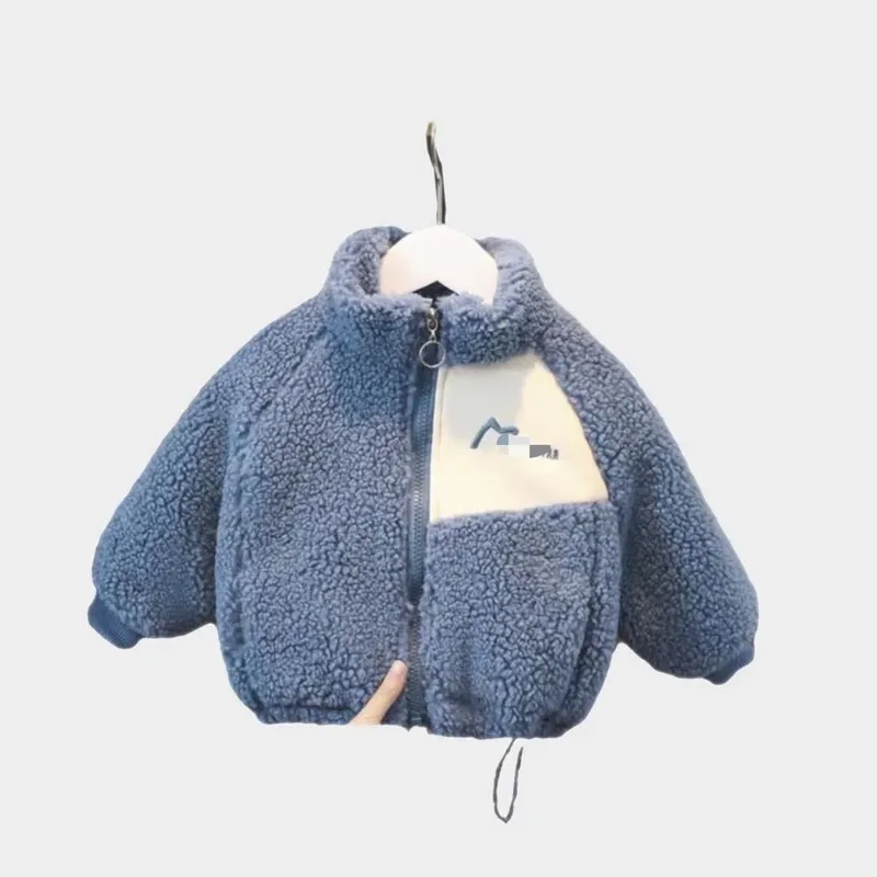 Boys' Sherpa Fleece Zip Jacket — 2 Colourways — Blue, front view