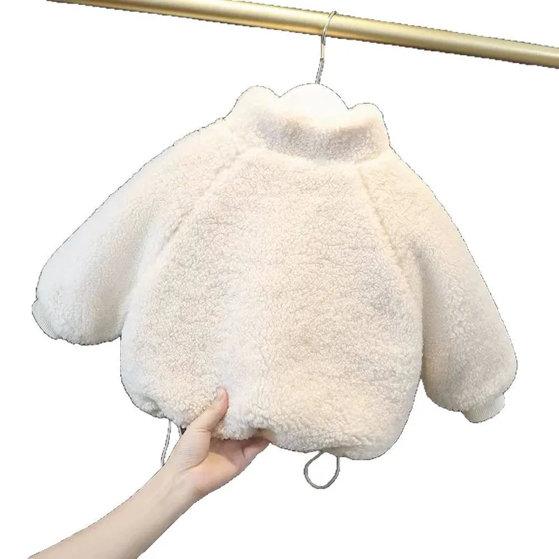 Boys' Sherpa Fleece Zip Jacket — 2 Colourways — Ivory, back view