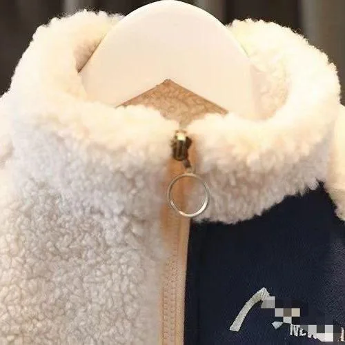 Boys' Sherpa Fleece Zip Jacket — 2 Colourways — Ivory, collar detail