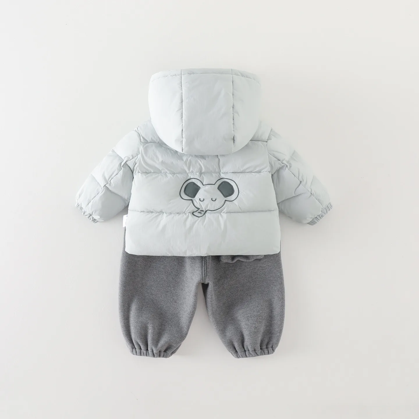 Boys' padded jacket and pants set — White & Grey, full set back