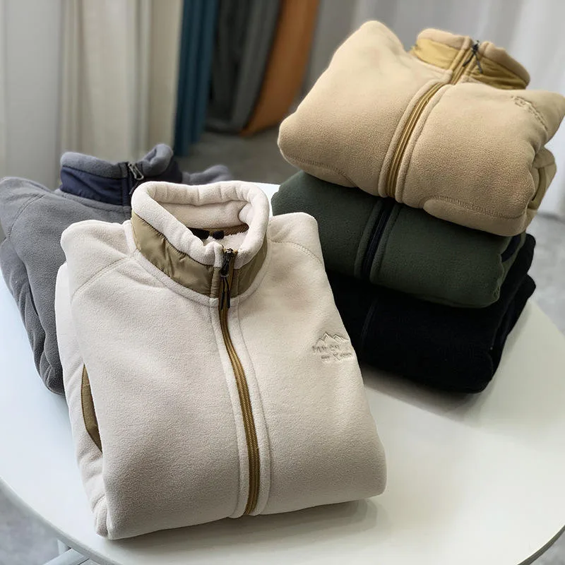 Boys' Two-Tone Fleece Zip Jacket — 5 Colourways — Five colourways, folded group view