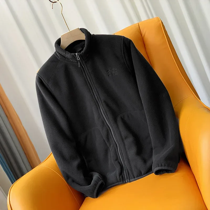 Boys' Two-Tone Fleece Zip Jacket — 5 Colourways — Black, front view