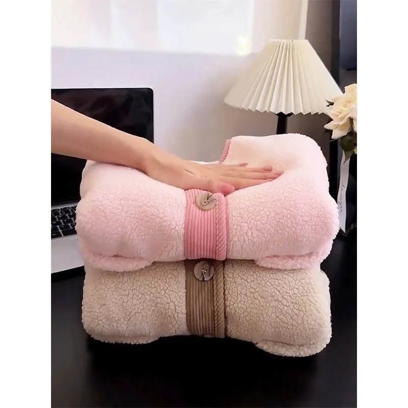 Girls' Boucle Button Jacket — 2 Colourways — Pink and Beige, folded pair