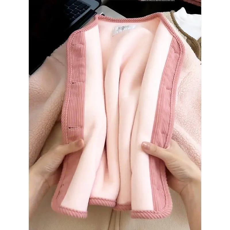 Girls' Boucle Button Jacket — 2 Colourways — Pink, lining detail