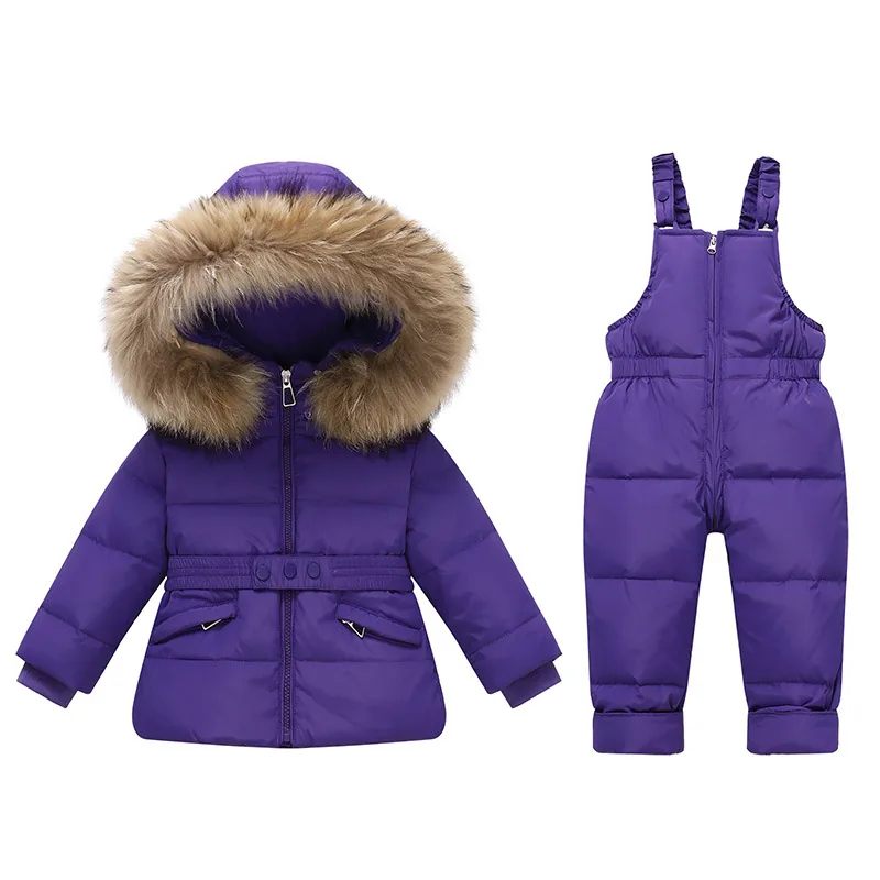 Girls' down jacket & bib pants set — Purple