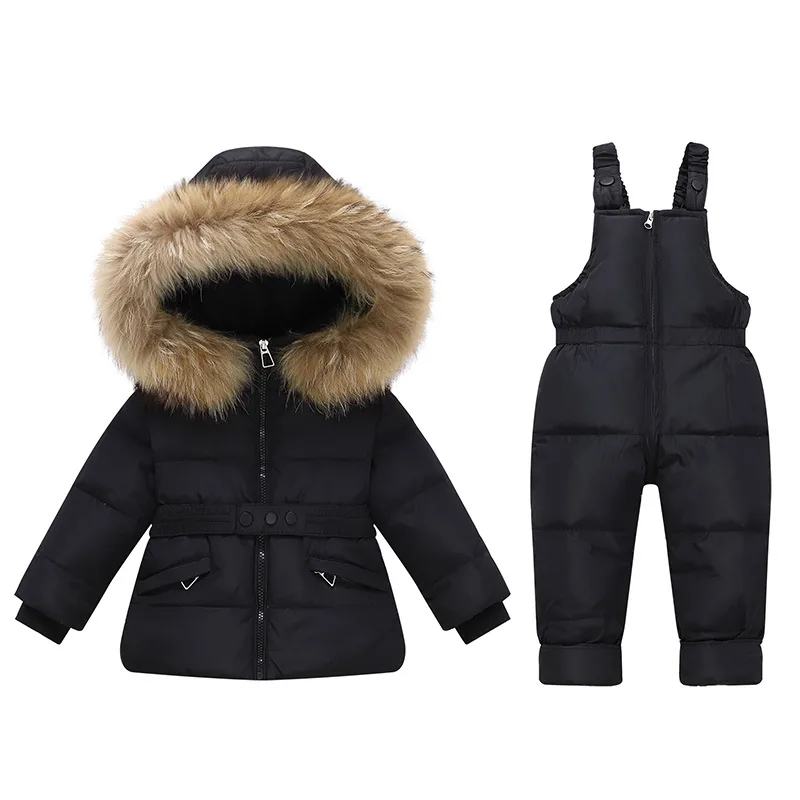 Girls' down jacket & bib pants set — Black