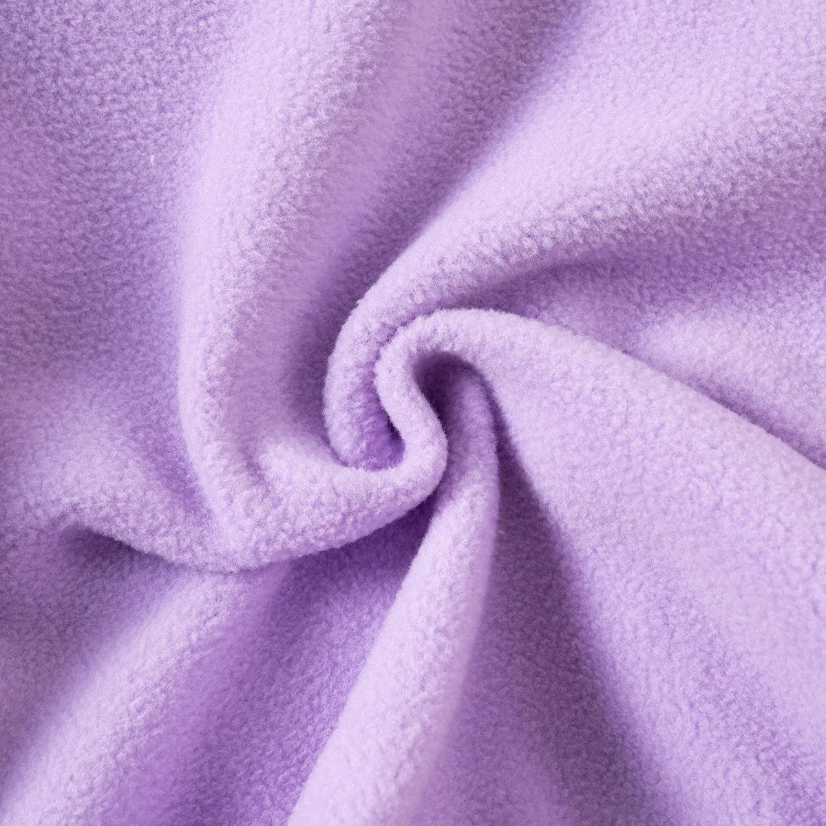 Girls' Drop-Shoulder Fleece Jacket — 3 Colourways — Purple, fabric close-up