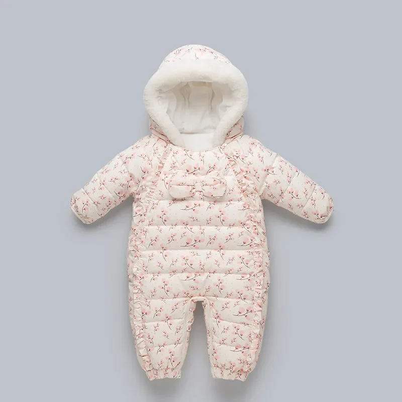 Girls' floral padded jumpsuit — Cloud Pink, front
