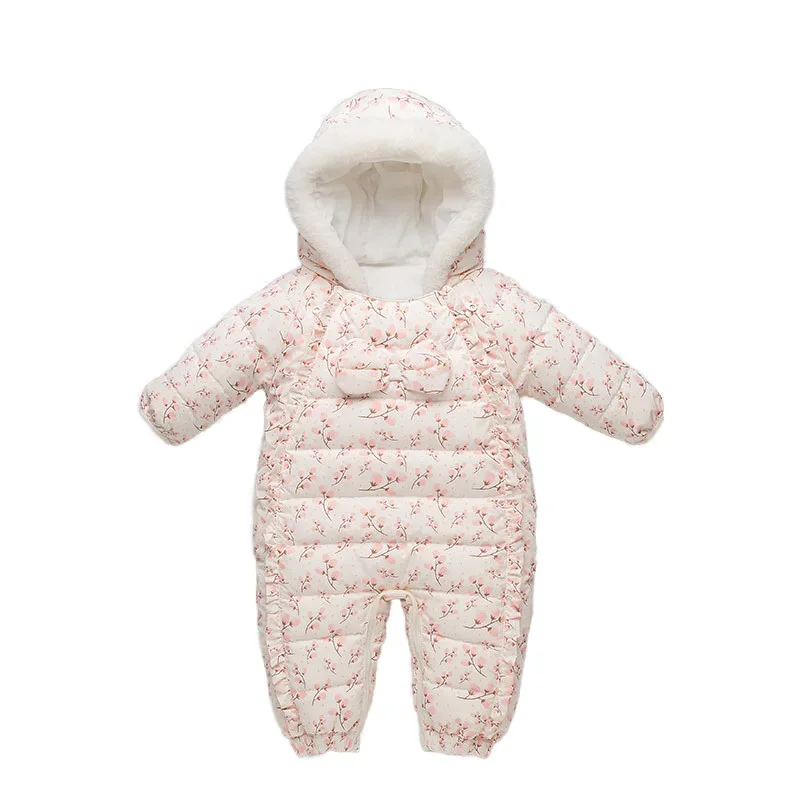 Girls' floral padded jumpsuit — Cloud Pink, front, studio