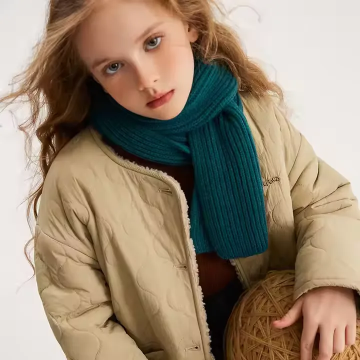 Girls' Quilted Button Jacket — Khaki — Khaki, worn close view