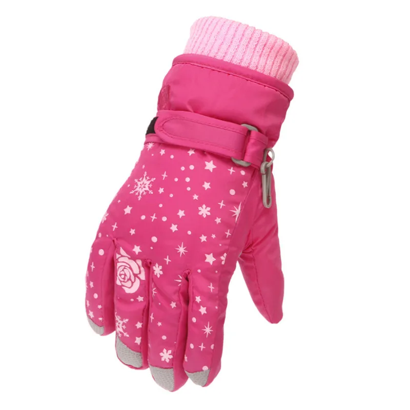 Girls' Rose & Star Ski Gloves — 4 Colourways — Magenta, single glove view