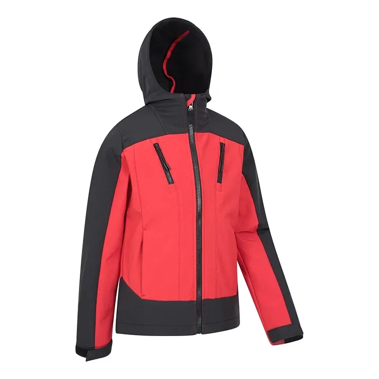 Girls’ Softshell Jacket — 2 Colourways — Red & Black, front view