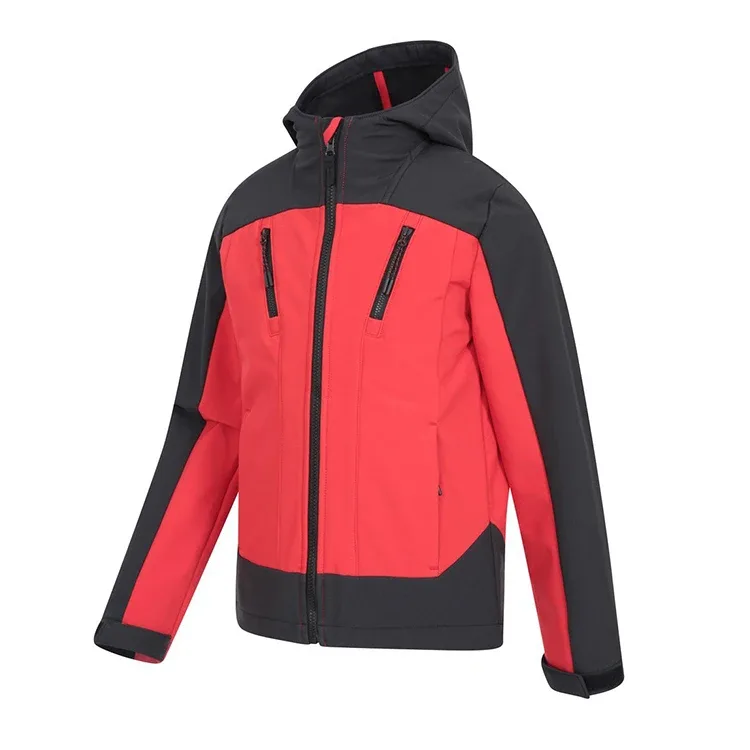Girls’ Softshell Jacket — 2 Colourways — Red & Black, three-quarter view