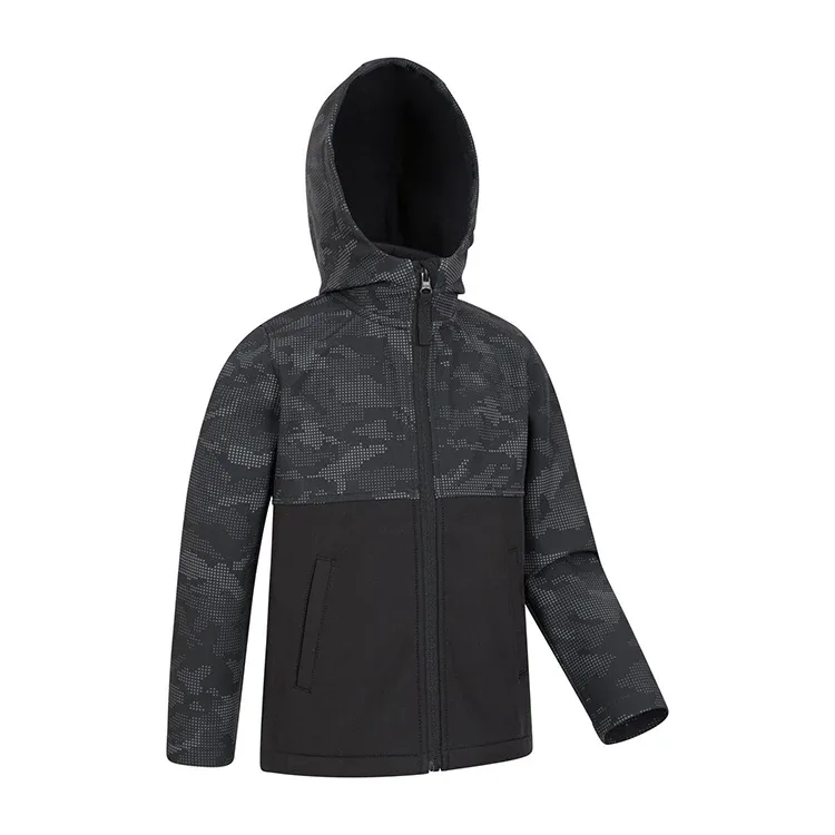 Girls’ Softshell Jacket — Black Camo — Black Camo, back view