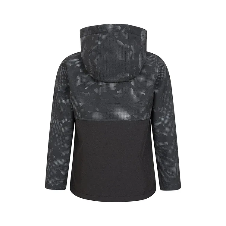 Girls’ Softshell Jacket — Black Camo — Black Camo, back view