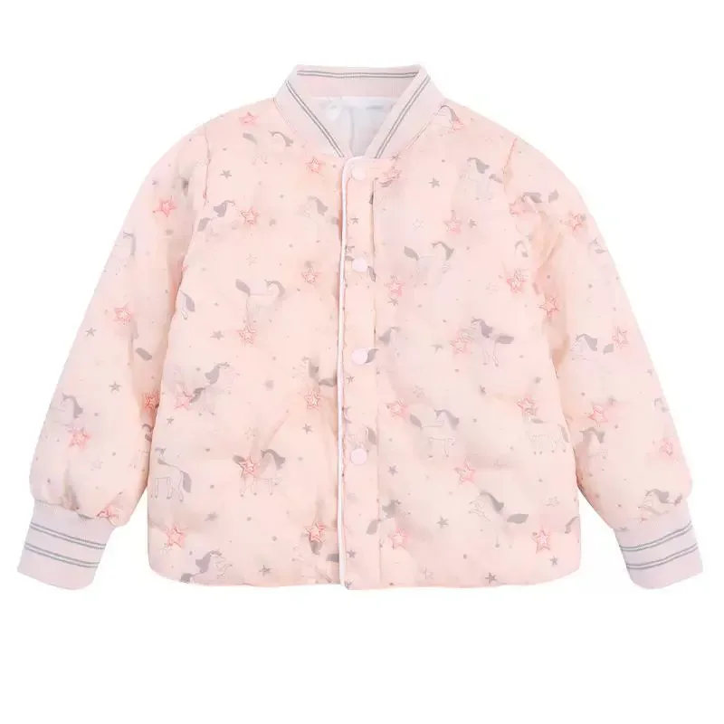 Girls' Star-Quilted Padded Jacket — Pink, front