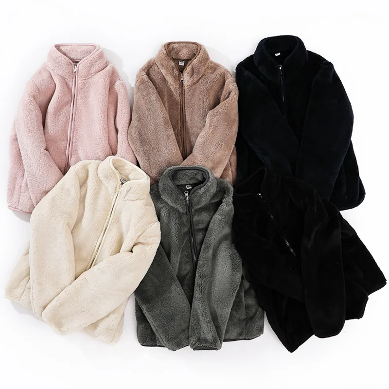 Girls' Teddy Fleece Zip Jacket — 5 Colourways — Five colourways, group view