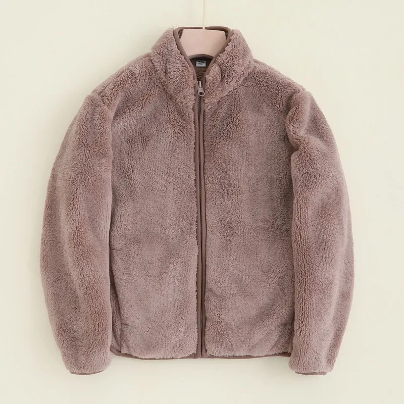 Girls' Teddy Fleece Zip Jacket — 5 Colourways — Brown, hanger front view