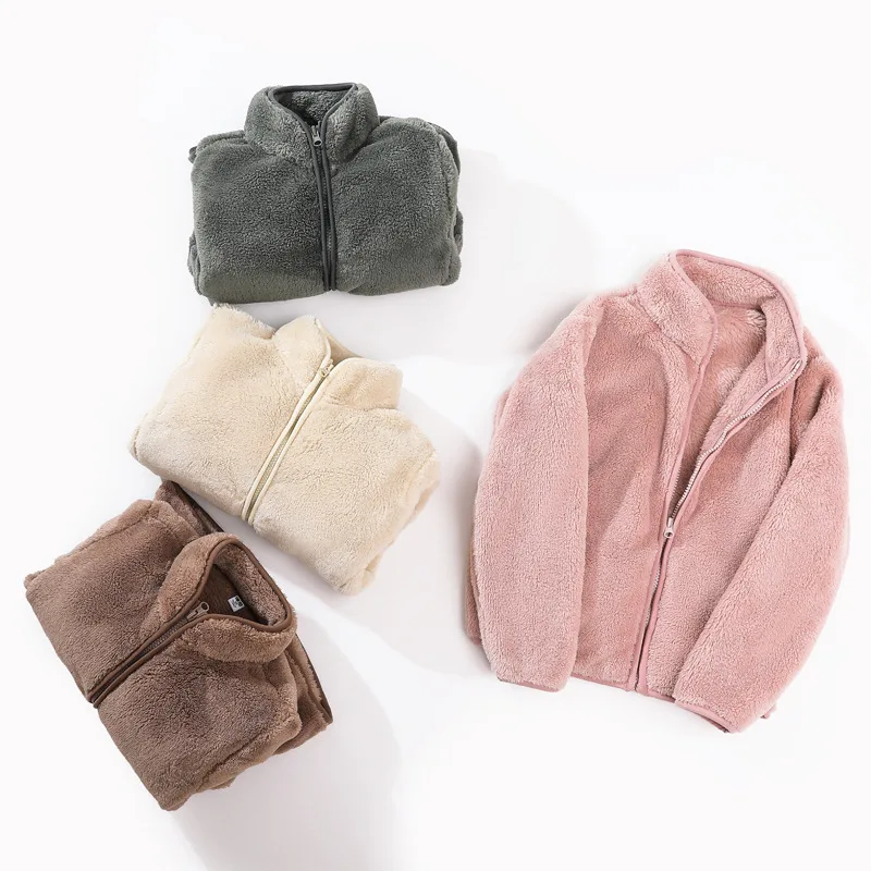 Girls' Teddy Fleece Zip Jacket — 5 Colourways — Four colourways, folded group
