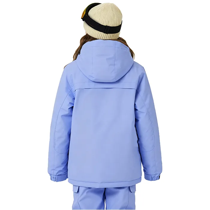 Girls' Two-Piece Ski Suit — Lavender — Lavender — back view, worn