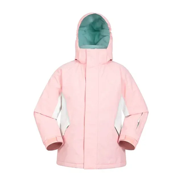 Girls' Two-Piece Ski Suit — Pink & White — Pink, jacket front view