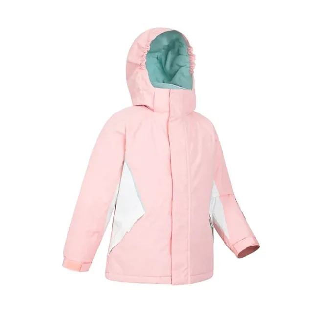 Girls' Two-Piece Ski Suit — Pink & White — Pink, jacket side view