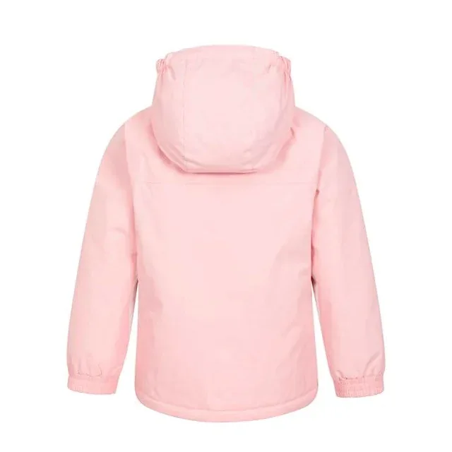 Girls' Two-Piece Ski Suit — Pink & White — Pink, jacket back view