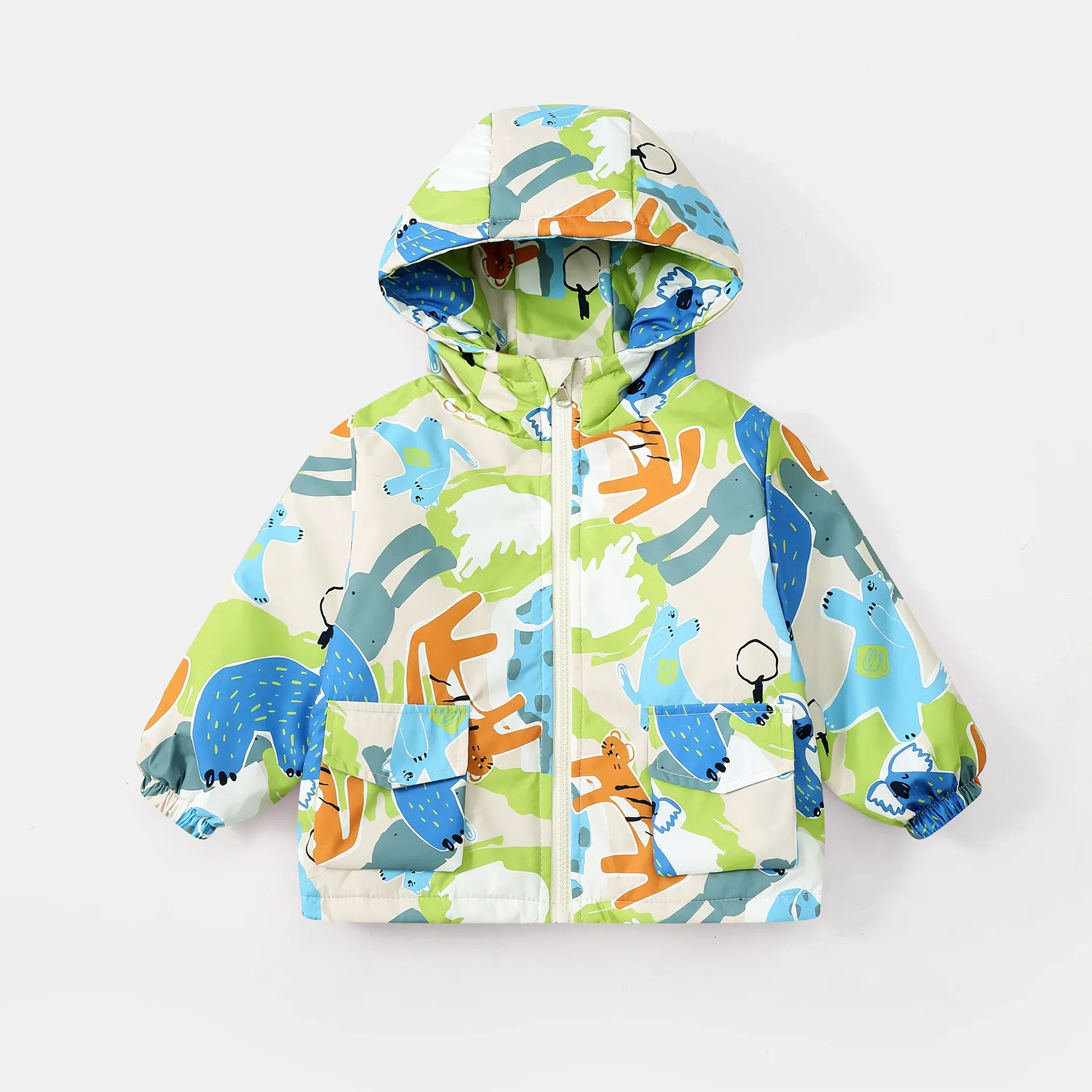 Kids' 3-in-1 Cartoon-Print Jacket — Blue-Green Print, shell jacket alone