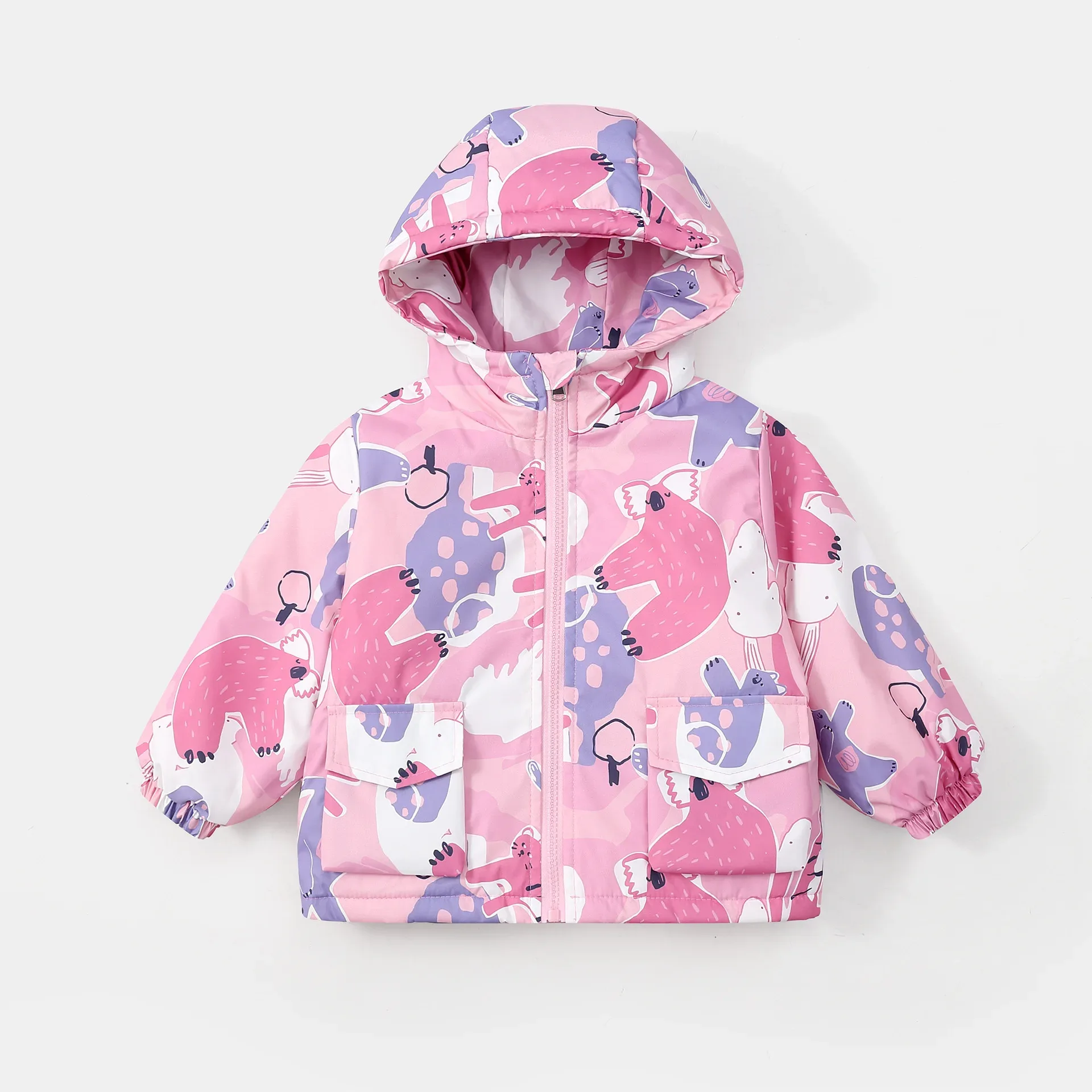 Kids' 3-in-1 Cartoon-Print Jacket — Pink Print, shell jacket alone